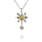 two flower coin necklace silver vermeil