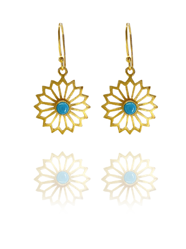 Alina Garden Flower silver turquoise earrings vermeil silver G