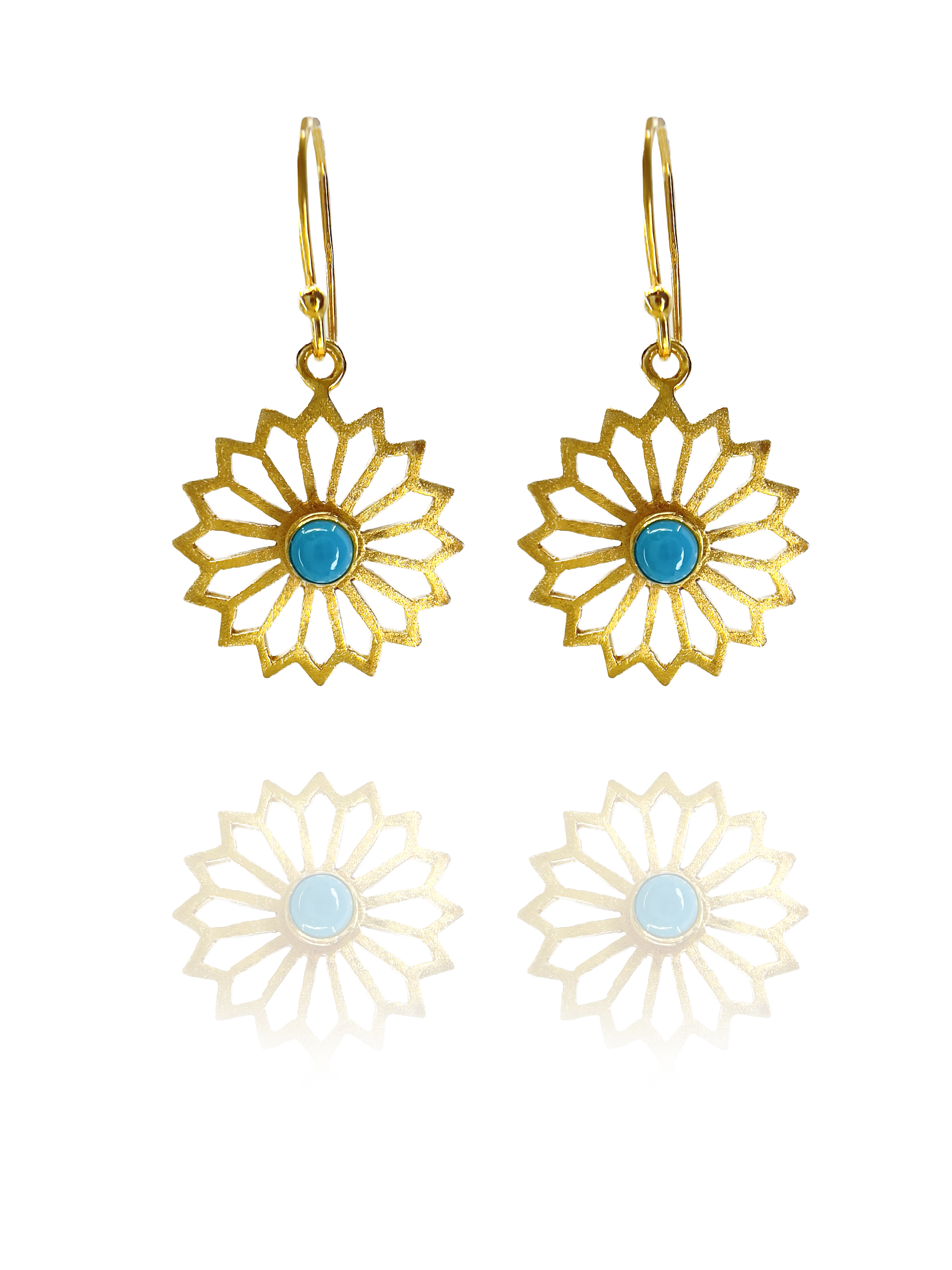 Alina Garden Flower silver turquoise earrings vermeil silver G