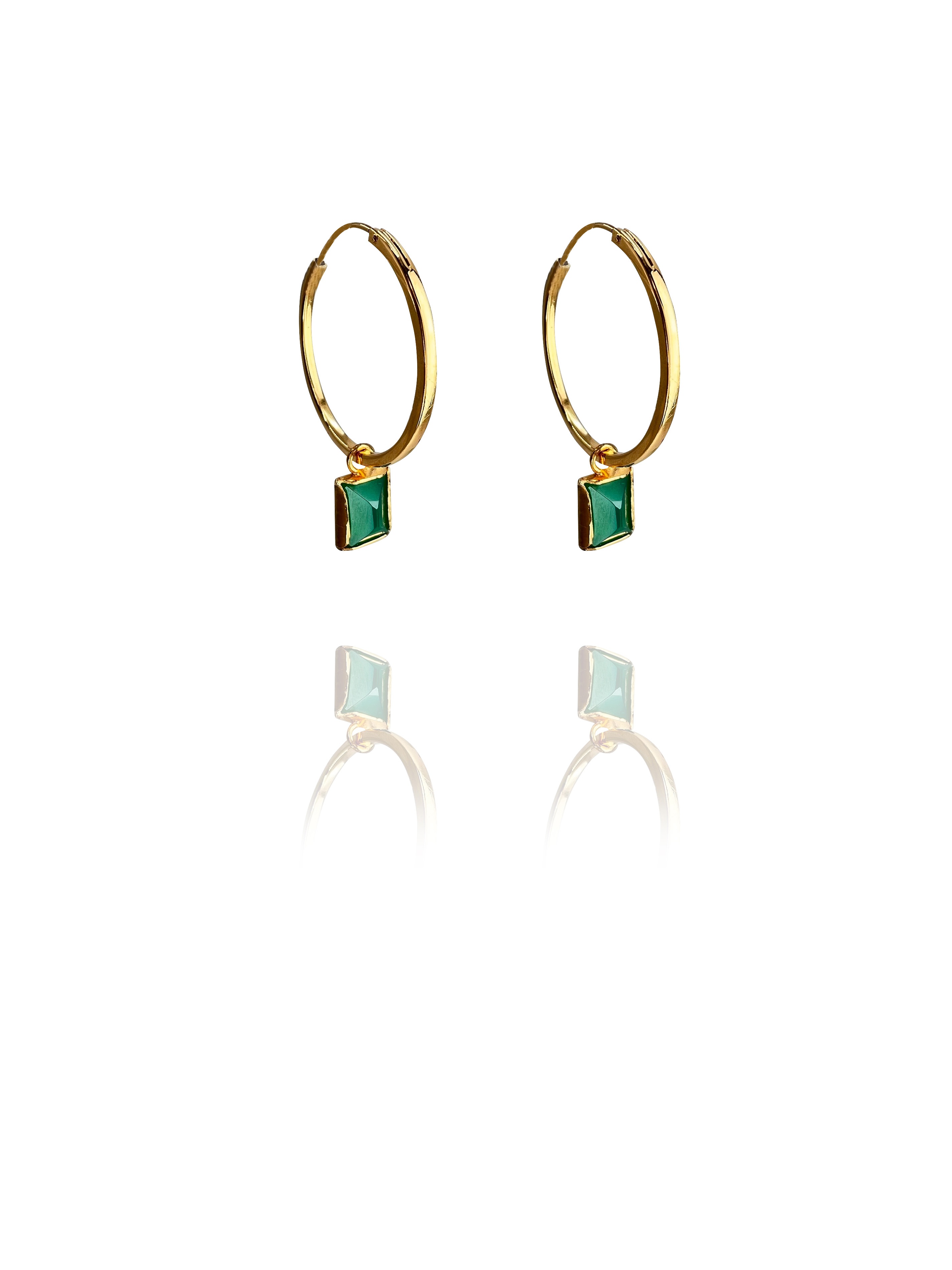 Amalia hoop vermeil green onyx earrings G