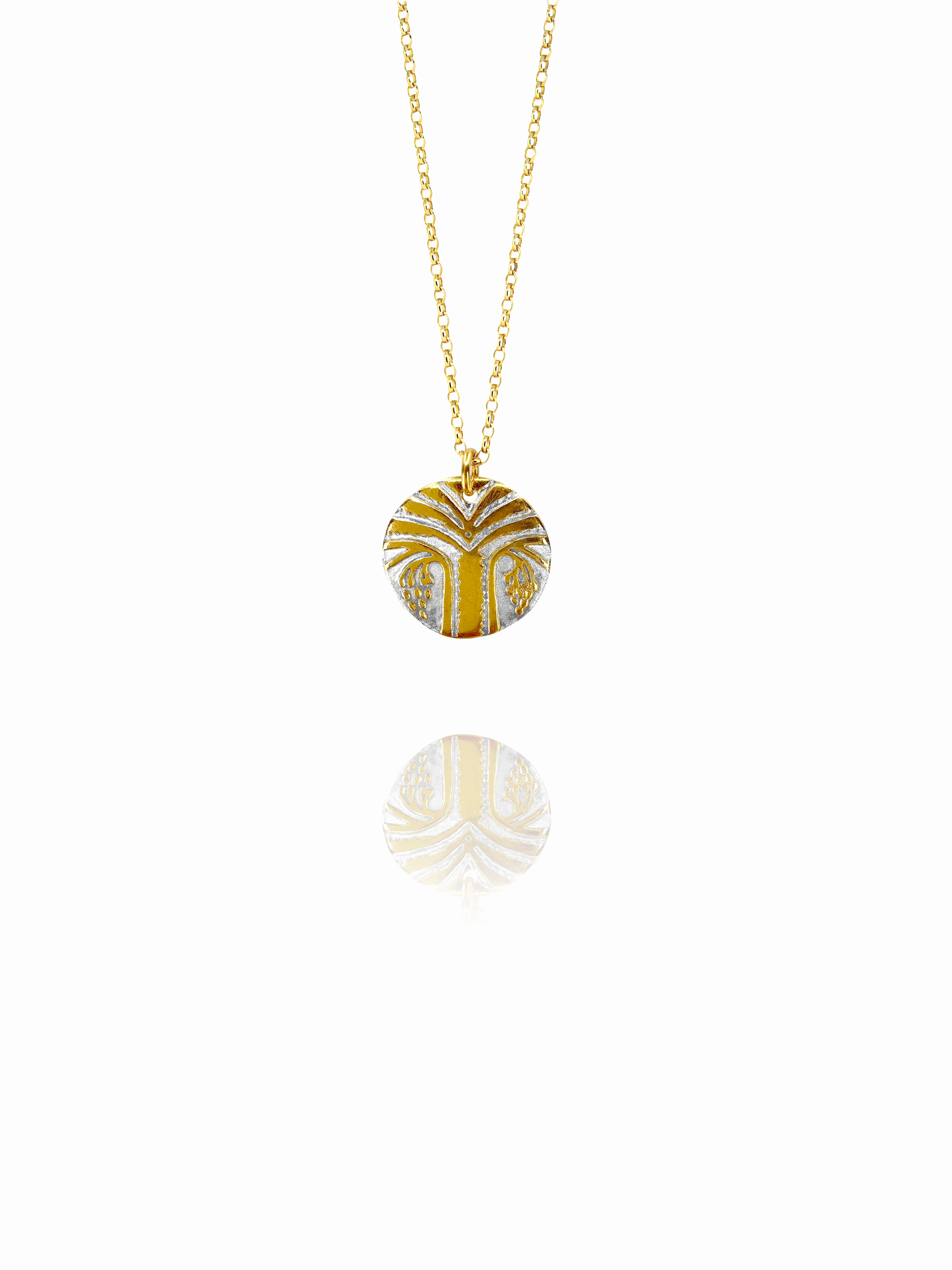 Assyrian tree of life necklace silver vermeil G