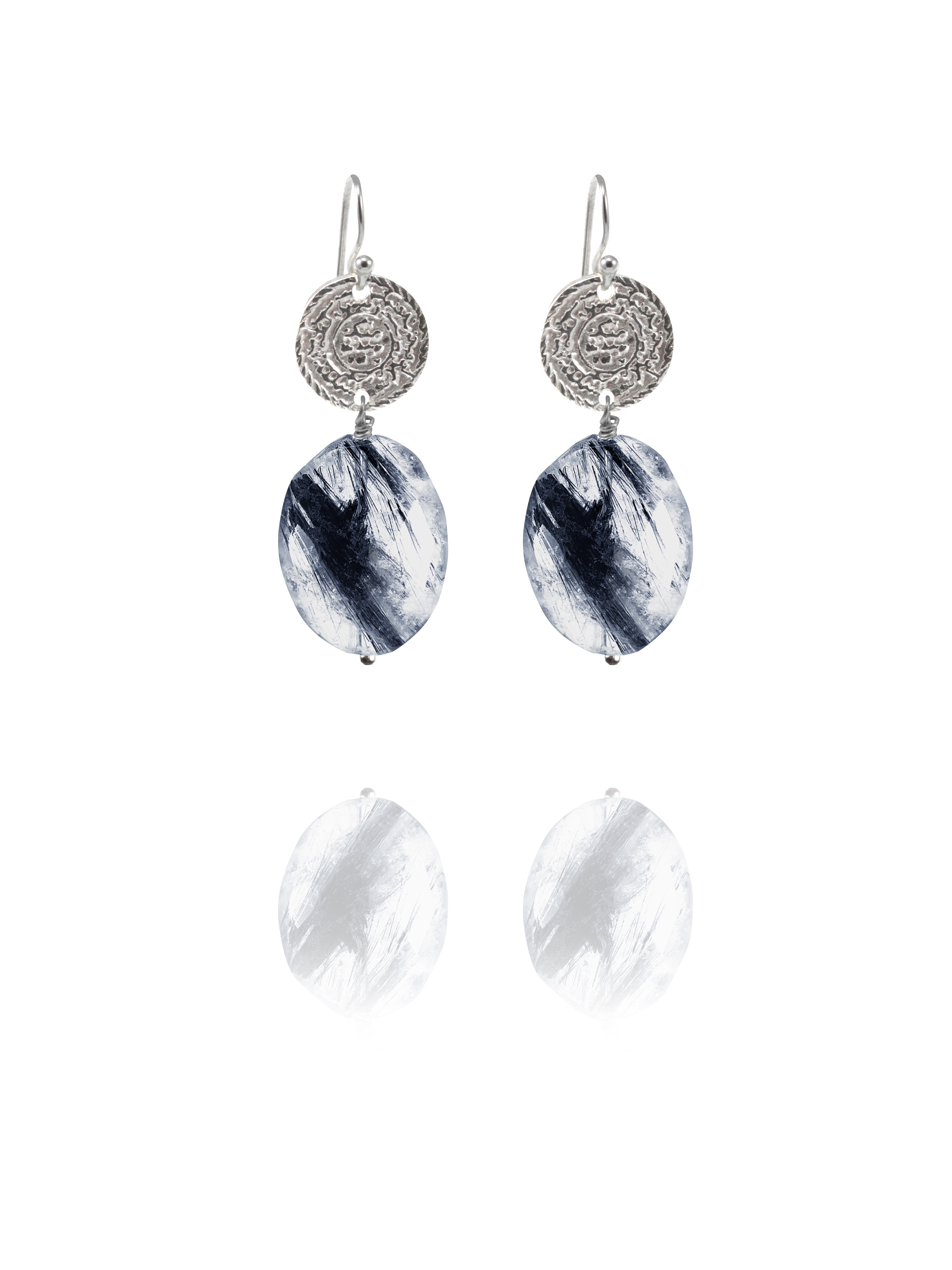 Hope black rutile quartz earrings silver S