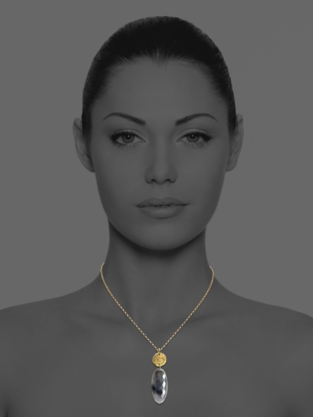 Hope faceted grey quartz vermeil pendent small