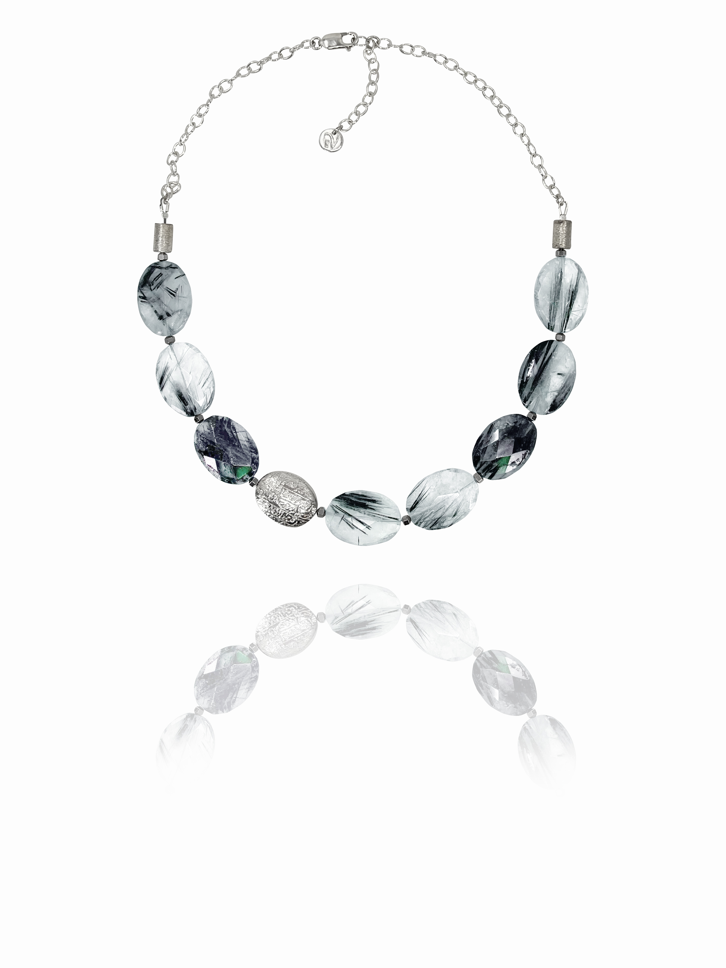 Hope necklace black rutile quartz silver S