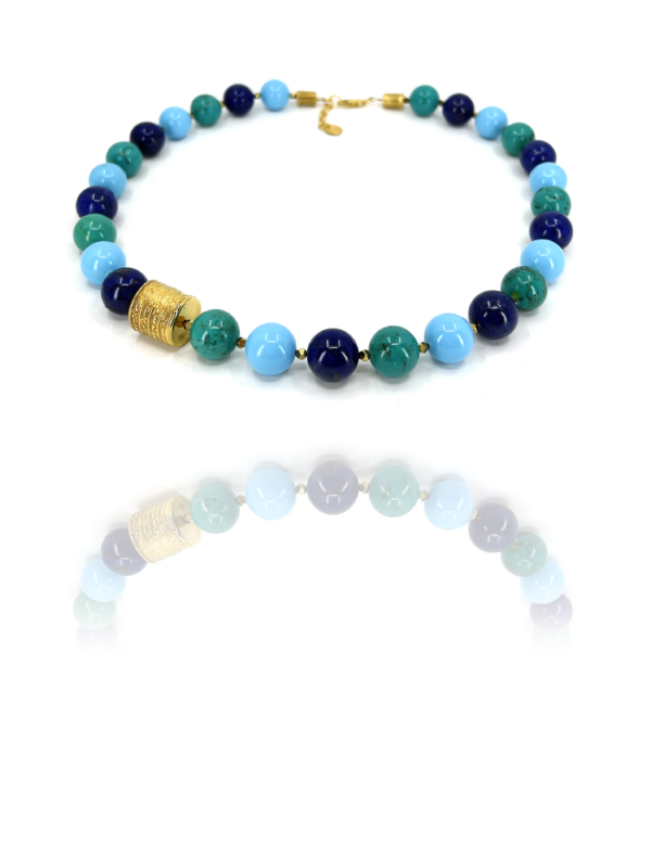 New Earth turquoise lapis vermeil necklace