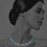 Star necklace vermeil silver faceted aquamarine G