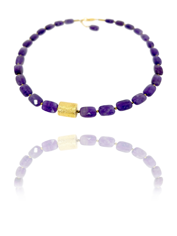 Stars faceted amethyst vermeil bead necklace