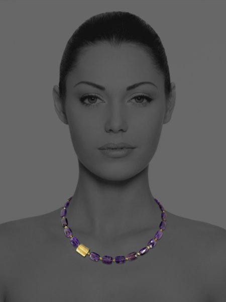 Stars faceted amethyst vermeil bead necklace