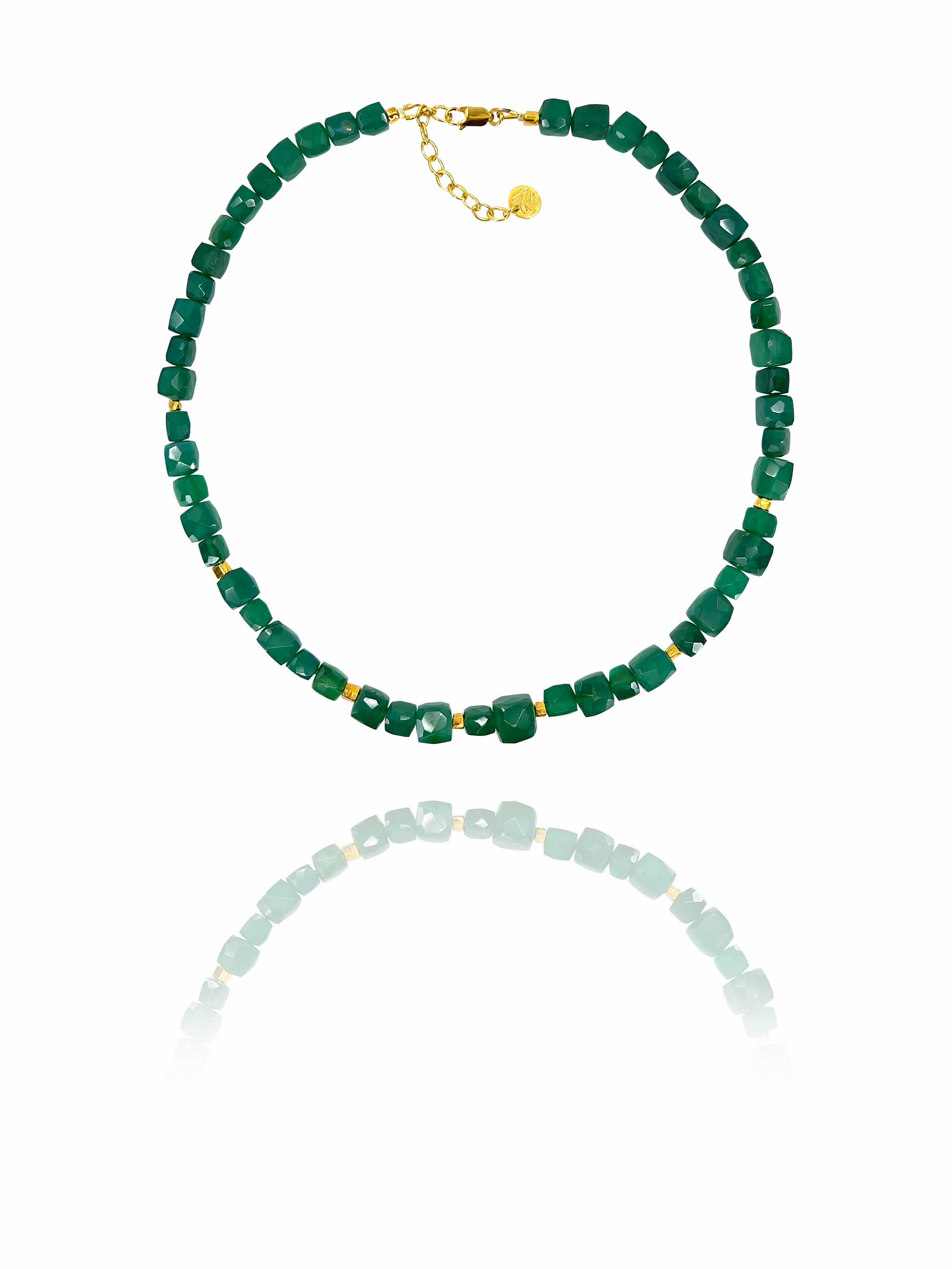 Stars necklace vermeil green onyx G