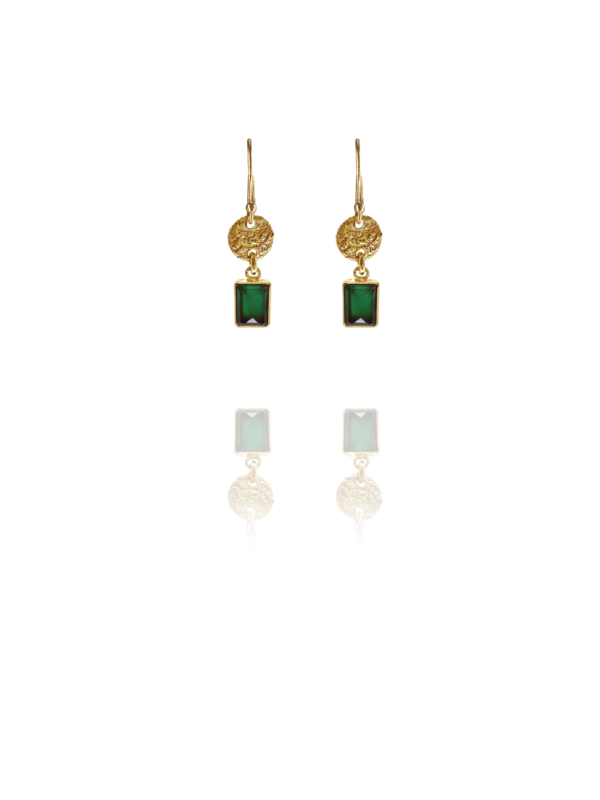 Coins Amalia small vermeil green onyx earrings