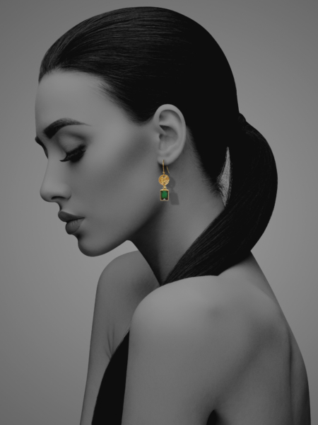 Coins Amalia small vermeil green onyx earrings