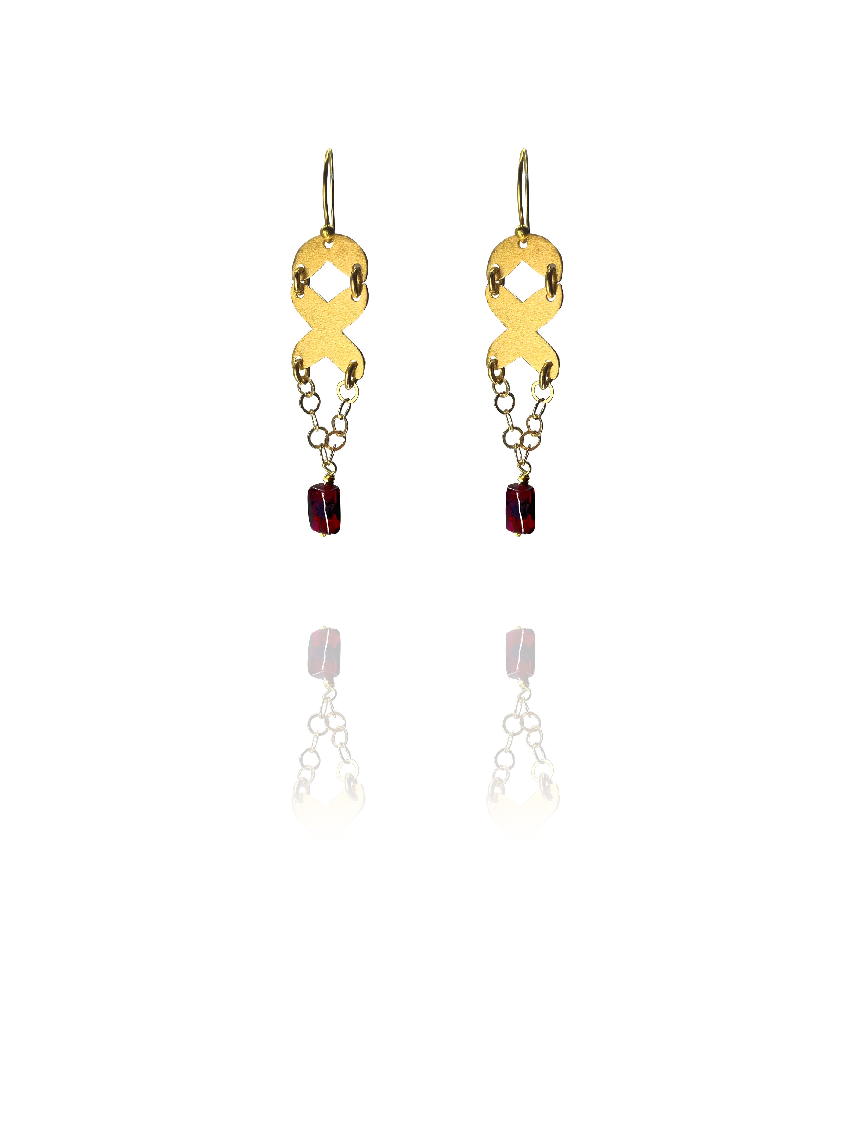 Assyrian petal earrings garnet vermeil