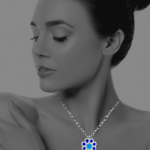 Mosaic Star medium necklace blue enamel silver