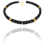 Star necklace silver vermeil onyx pyrite