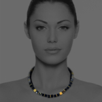 Star necklace silver vermeil onyx pyrite