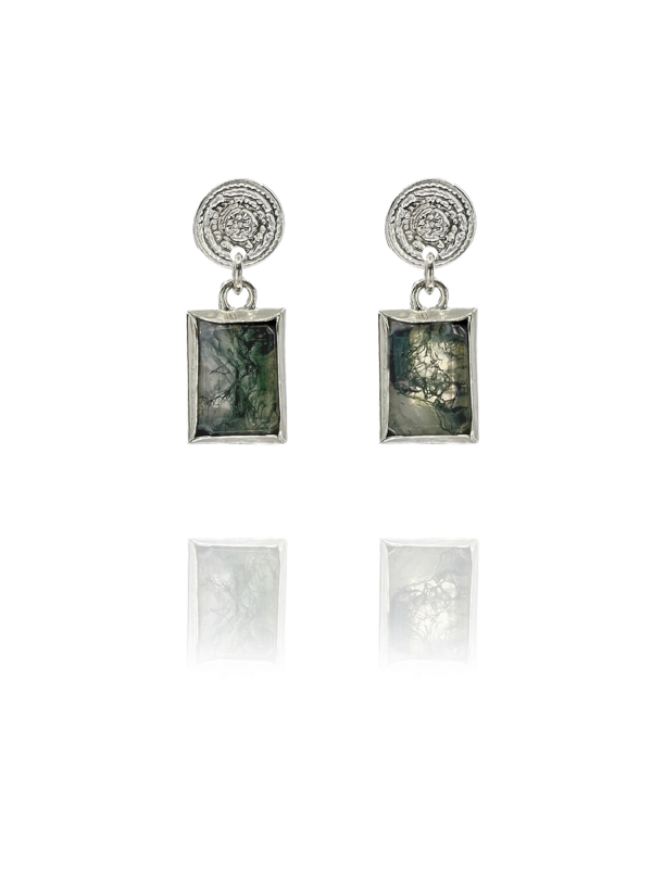 Coins Amalia Moss Agate Large Earrings