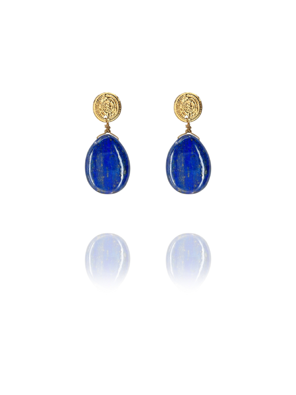 Coins vermeil Lapis Droplet Earrings