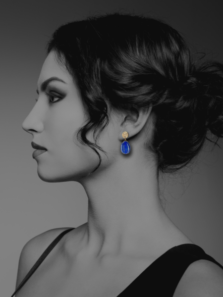 Coins vermeil Lapis Droplet Earrings