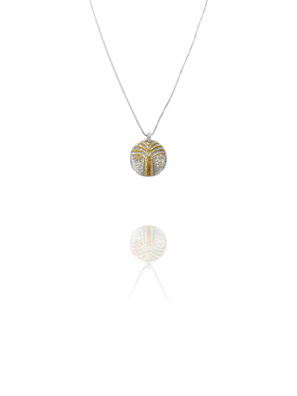 Assyrian tree of life silver vermeil pendent small
