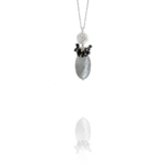 Hope necklace silver faceted grey quartz black spinel