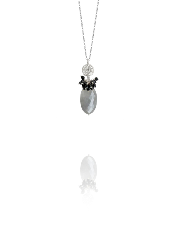 Hope Grey Quartz and Black Spinels Pendent