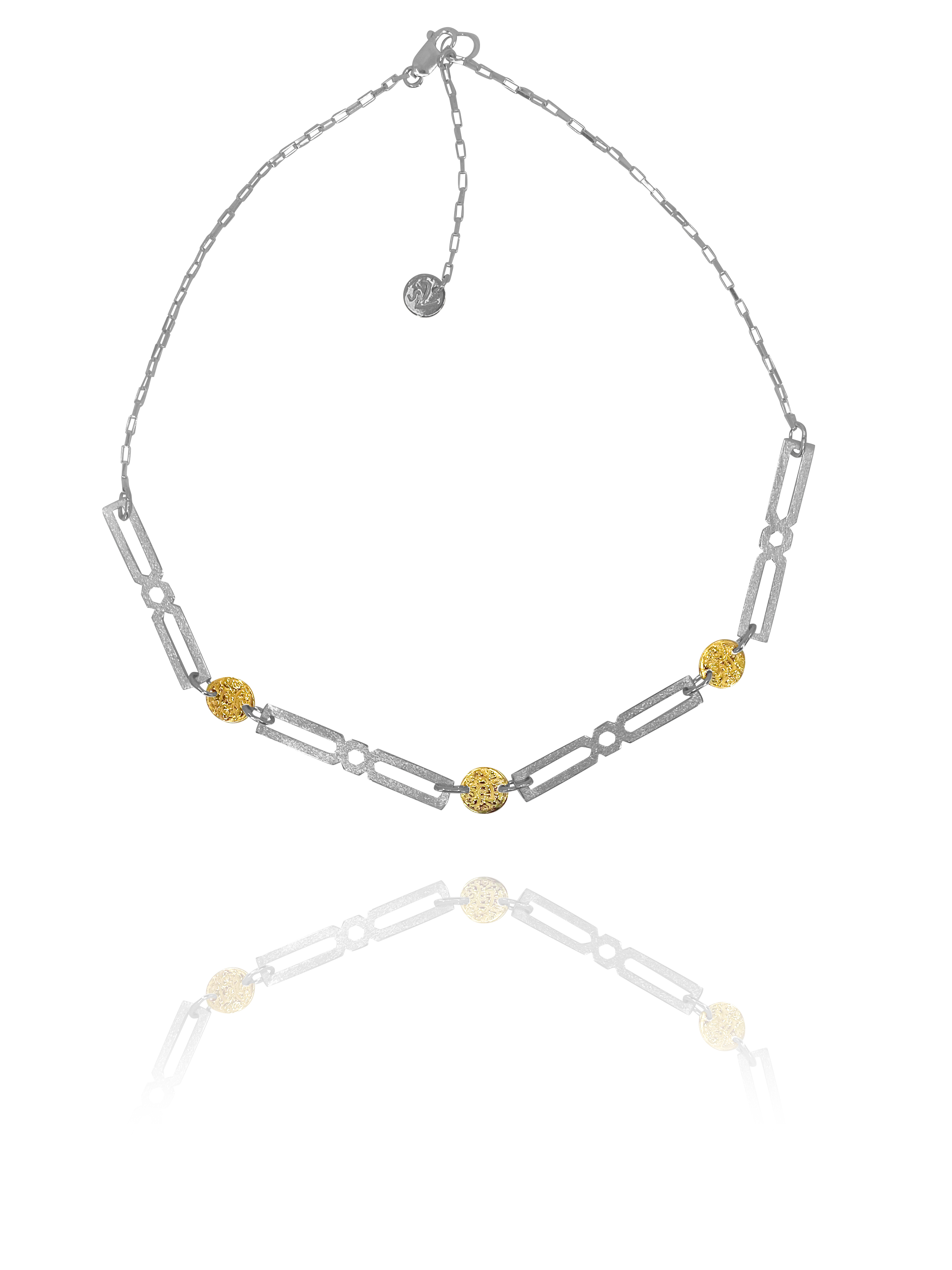 Mosaic persian coin necklace silver vermeil