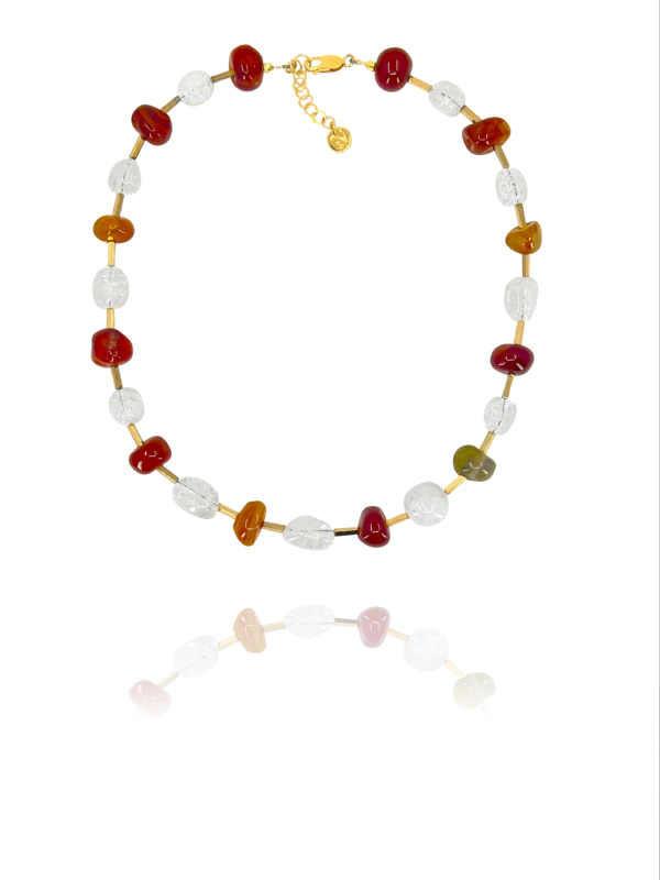 Star Carnelian, Crystal & Pyrite Vermeil Necklace