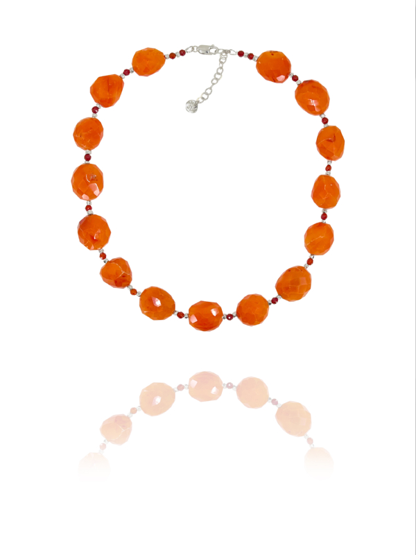 Star Carnelian Hematite Silver Necklace