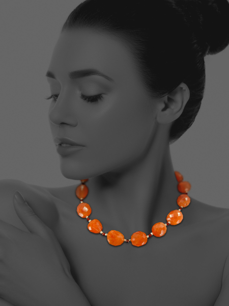 Star Carnelian Hematite Silver Necklace