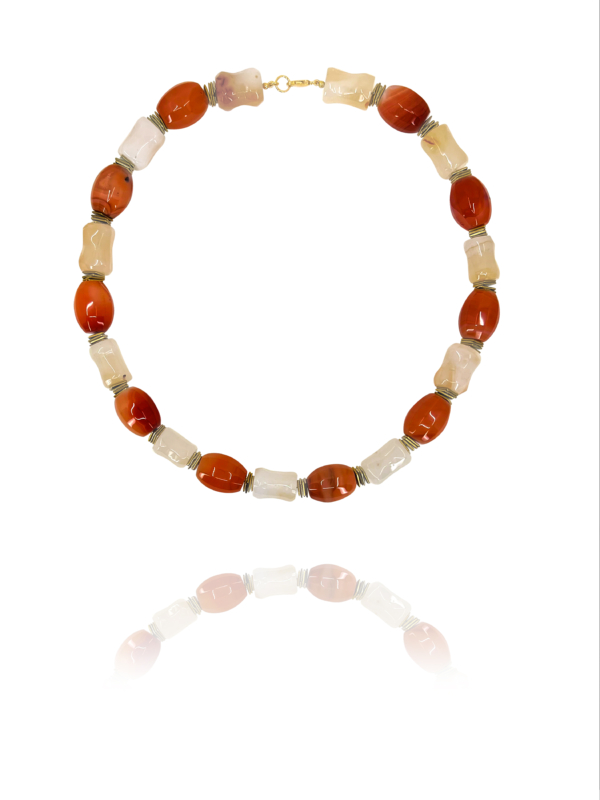 Stars agate carnelian vermeil necklace