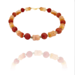 Stars coral agate pyrite necklace