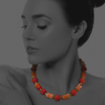 Stars coral agate pyrite necklace