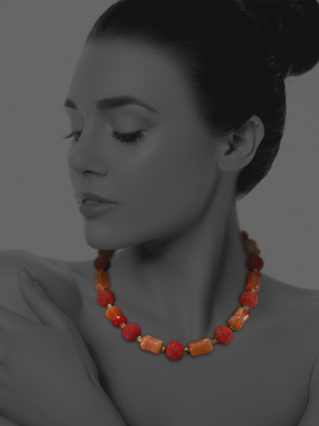 Star Coral and Agate Carnelian Necklace