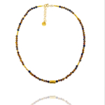 Stars necklace tiger eye vermeil silver