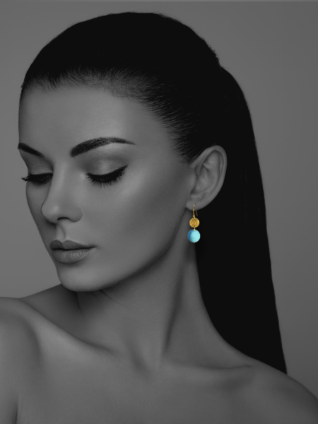 Coins Turquoise Vermeil Earrings
