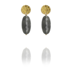 Assyrian rosette grey quartz vermeil earrings