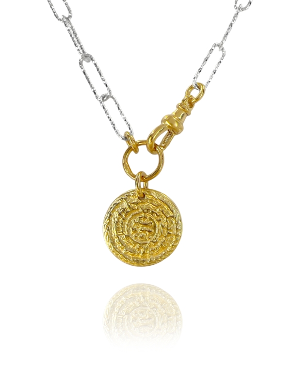 Coin chain necklace silver vermeil