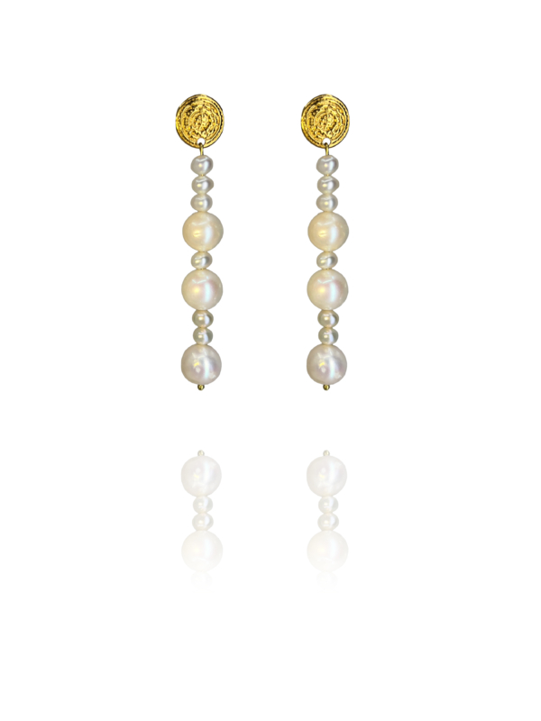 Coins Stud vermeil round pearls earrings