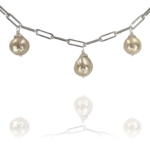 Coins pearl necklace silver