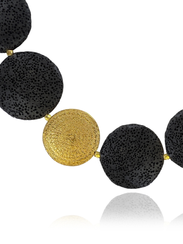 Coin lava stone silver vermeil necklace Coin lava stone silver vermeil necklace