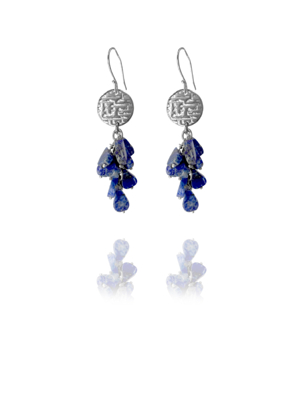 Kufic Coin with Lapis Earrings Kofic coin Lapis drops earrings silver