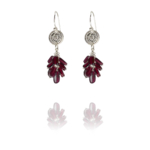 Coin small garnet silver earrings