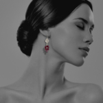 Coin small garnet silver earrings