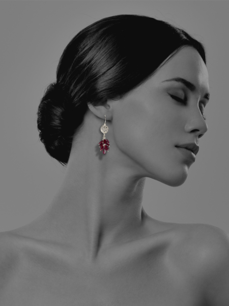 Coin Garnet Small Earrings