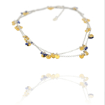 Coins chain necklace silver vermeil lapis