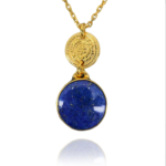 Coins lapis pendent necklace vermeil