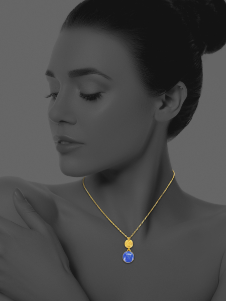 Coins round lapis vermeil pendent