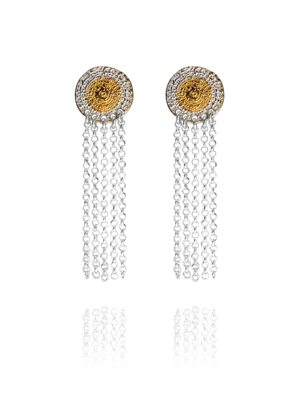 Dome chains vermeil silver earrings