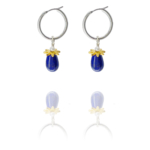 Persian rosette hoop earrings silver vermeil lapis pearl Persian rosette hoop earrings silver vermeil lapis pearl