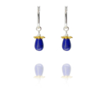 Persian rosette hoop earrings silver vermeil lapis pearl